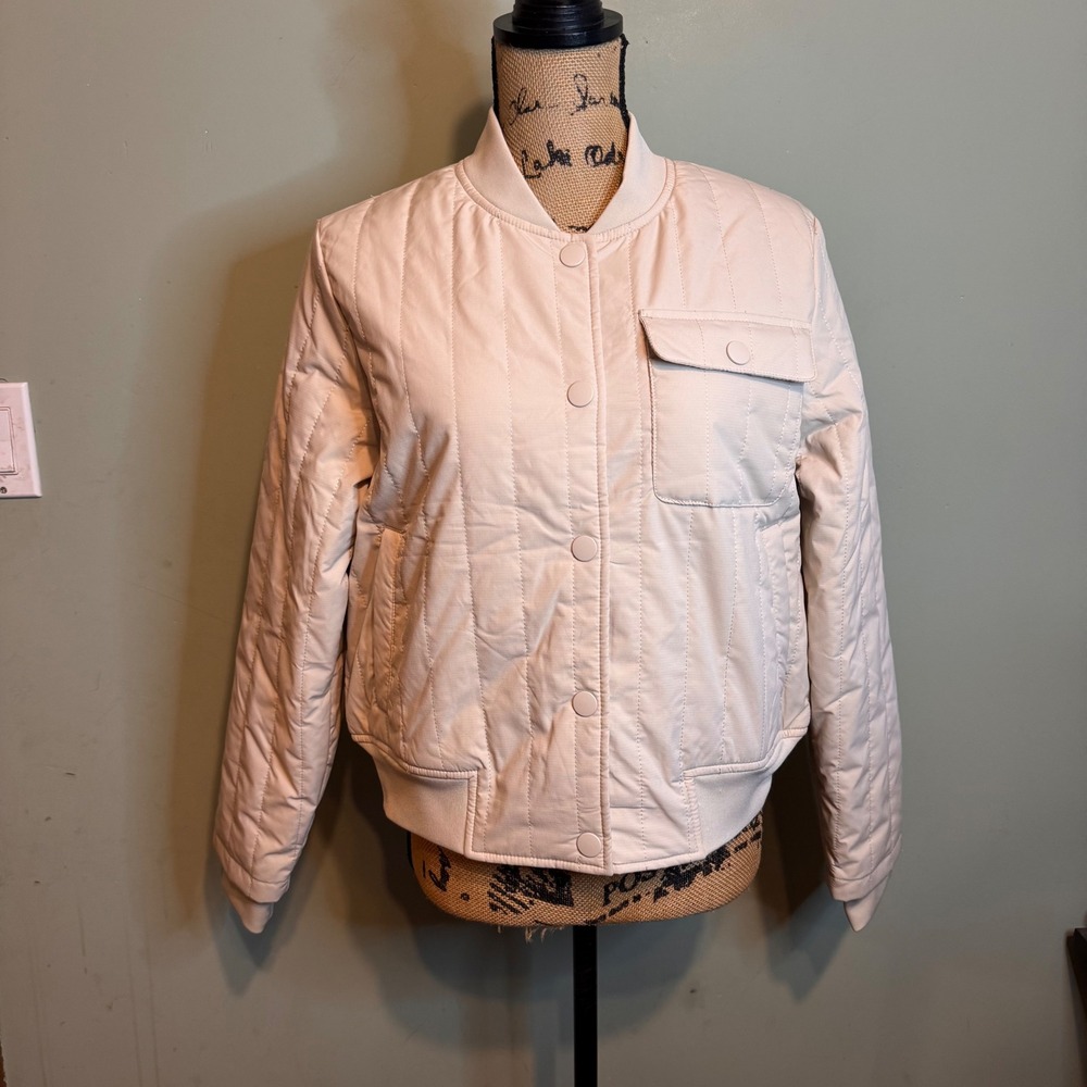 NWT Natural Reflections Aspen Quilted Bomber Jacket Oatmeal Small